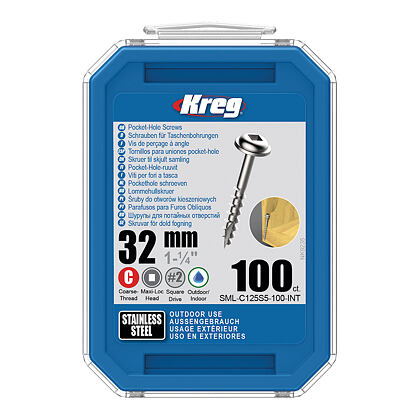 Kreg Nerez Maxi-Loc Šrouby pro skryté spoje - 32 mm, hrubý závit, 100 ks