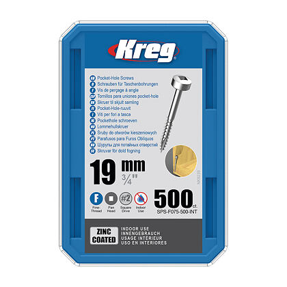 Kreg Zinc Pan-Head Šrouby pro skryté spoje - 19 mm, jemný závit, 500 ks