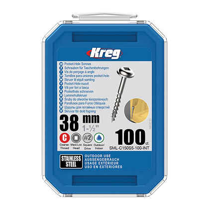 Kreg Nerez Maxi-Loc Šrouby pro skryté spoje - 38 mm, hrubý závit, 100 ks
