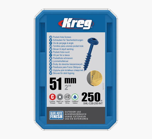 Kreg Blue-Kote Maxi-Loc Šrouby pro skryté spoje - 51 mm, hrubý závit, 250 ks