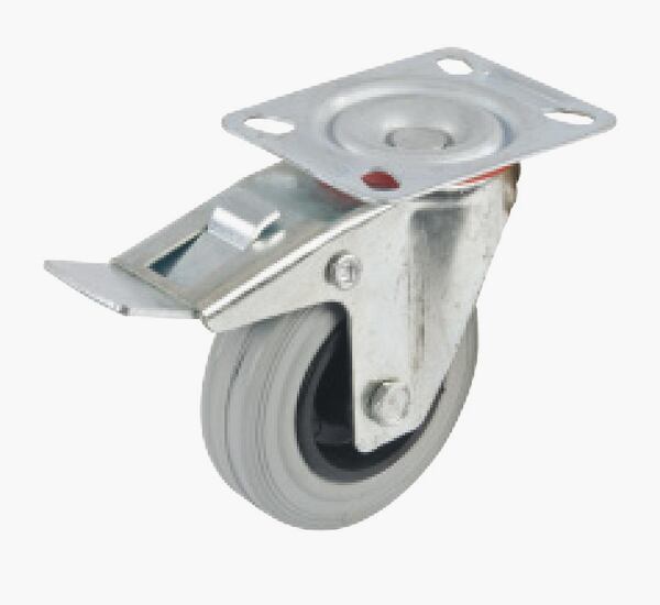 Gumové kolečko 100mm, 70kg otočné s brzdou